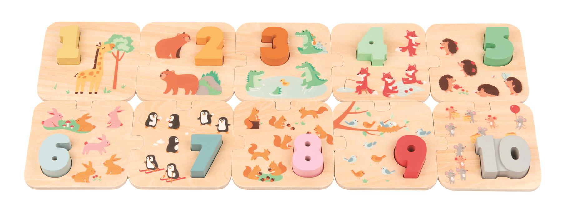 Lelin Wooden Number 1-10 Learning & Sorting Puzzle