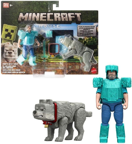 Minecraft Mans Best Wolf Action Figure Set