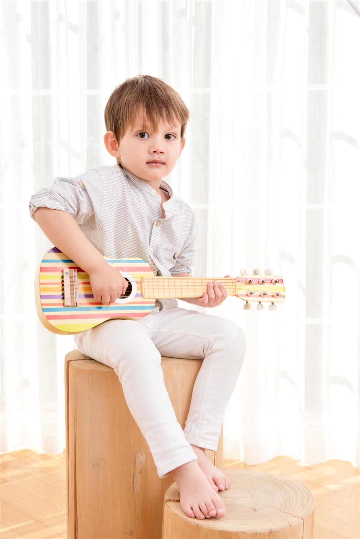 Lelin Wooden Guitar - Striped