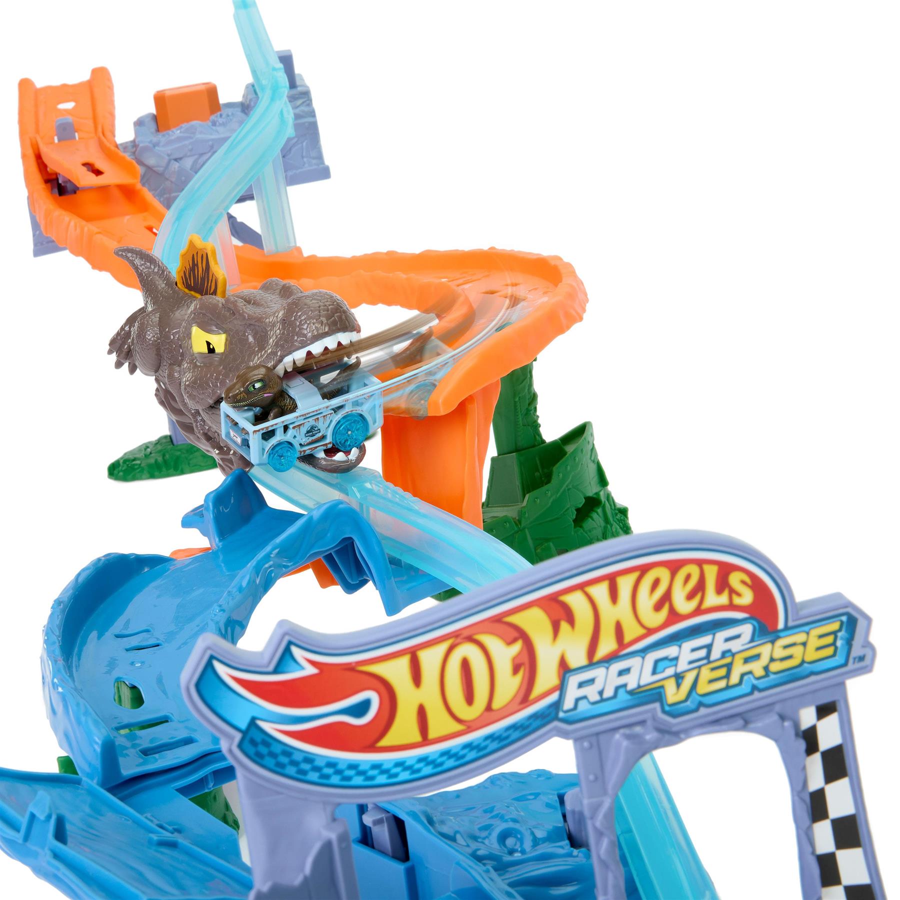 Hot Wheels RacerVerse Jurassic World Crash & Splash Track Set