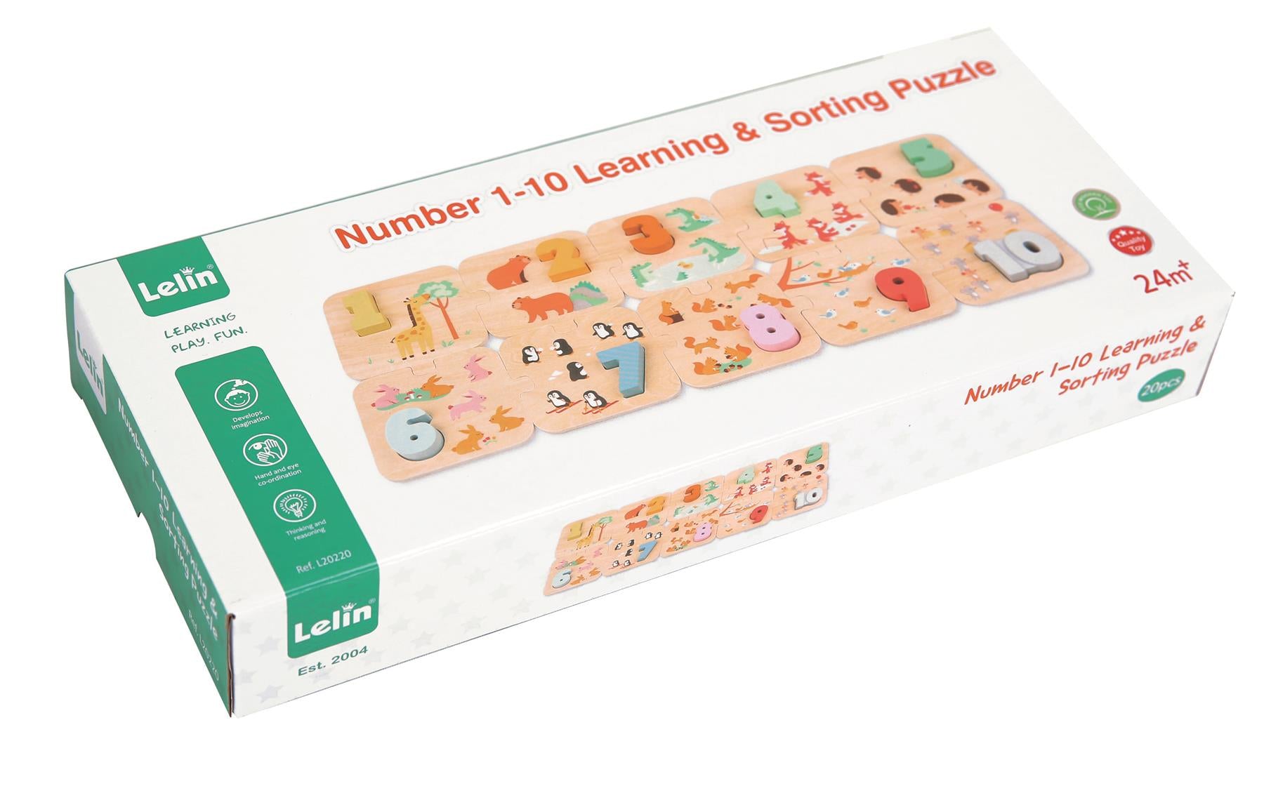 Lelin Wooden Number 1-10 Learning & Sorting Puzzle