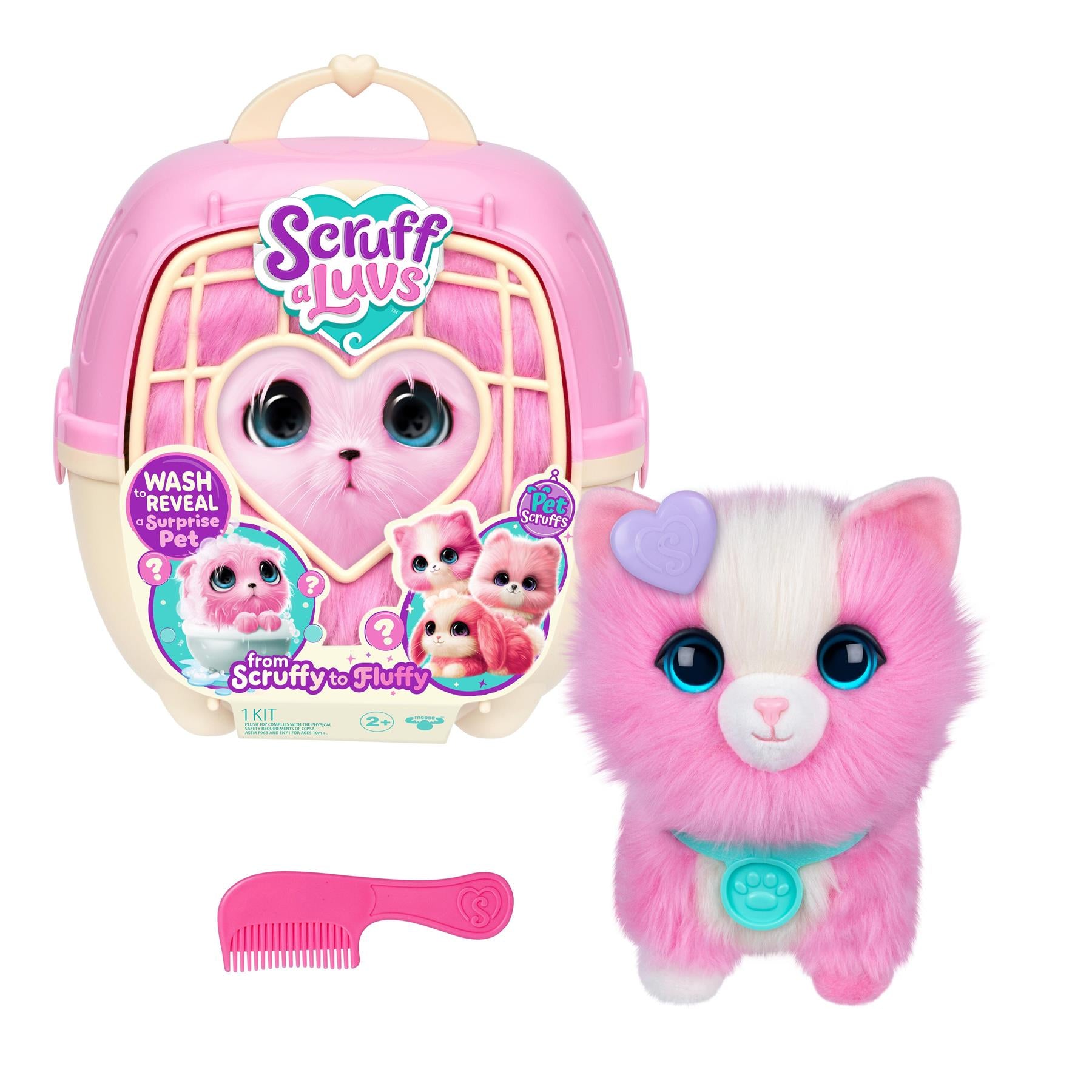 Scruff-A-Luvs Surprise Pink Assorted Pet with Carrier