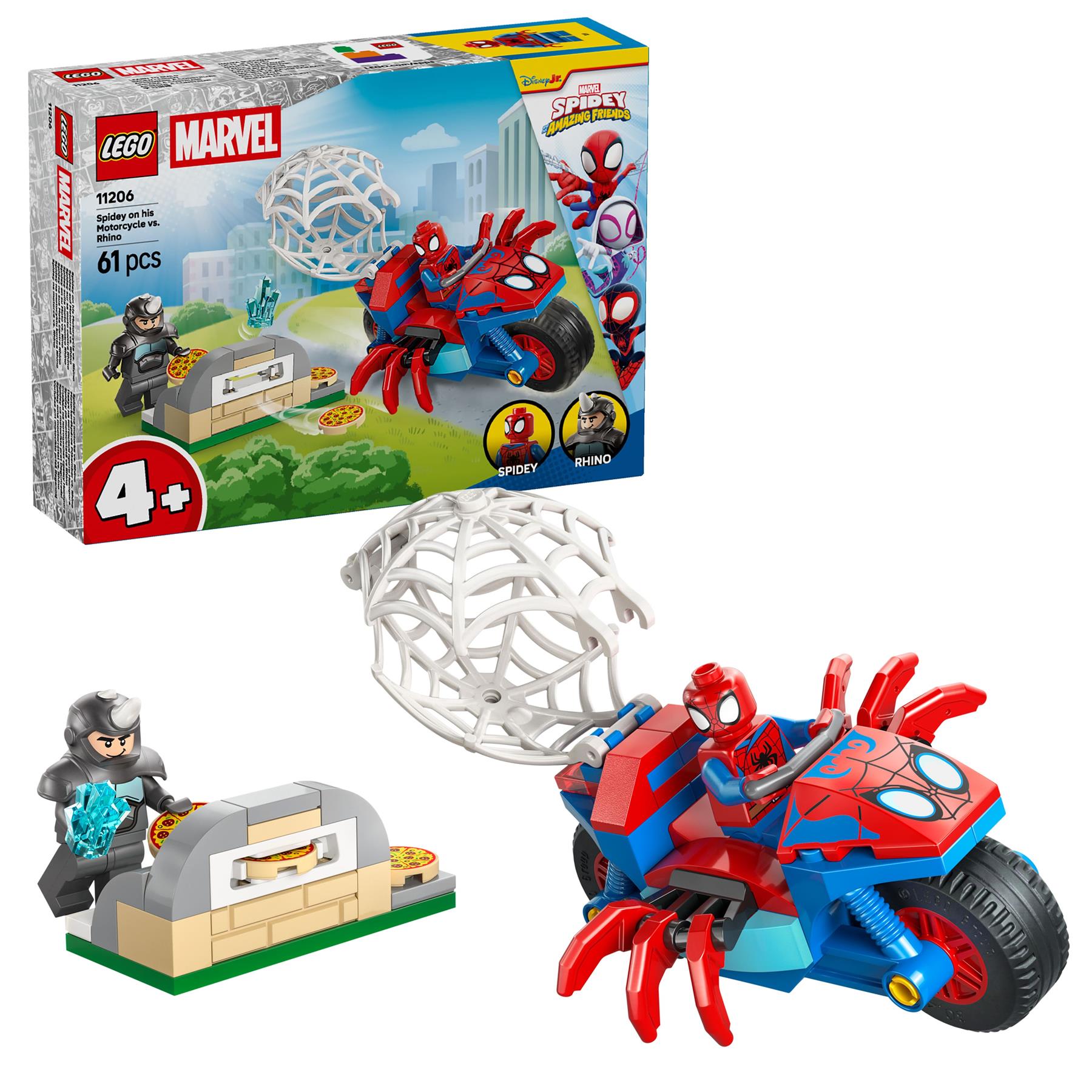 LEGO Spidey on his Motorcycle vs. Rhino 11206
