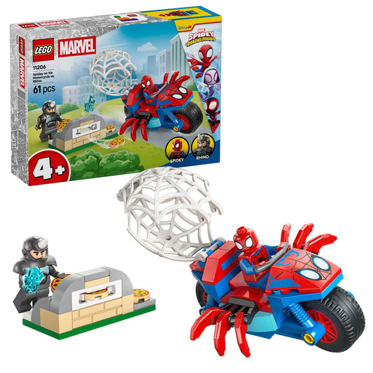 LEGO Spidey on his Motorcycle vs. Rhino 11206