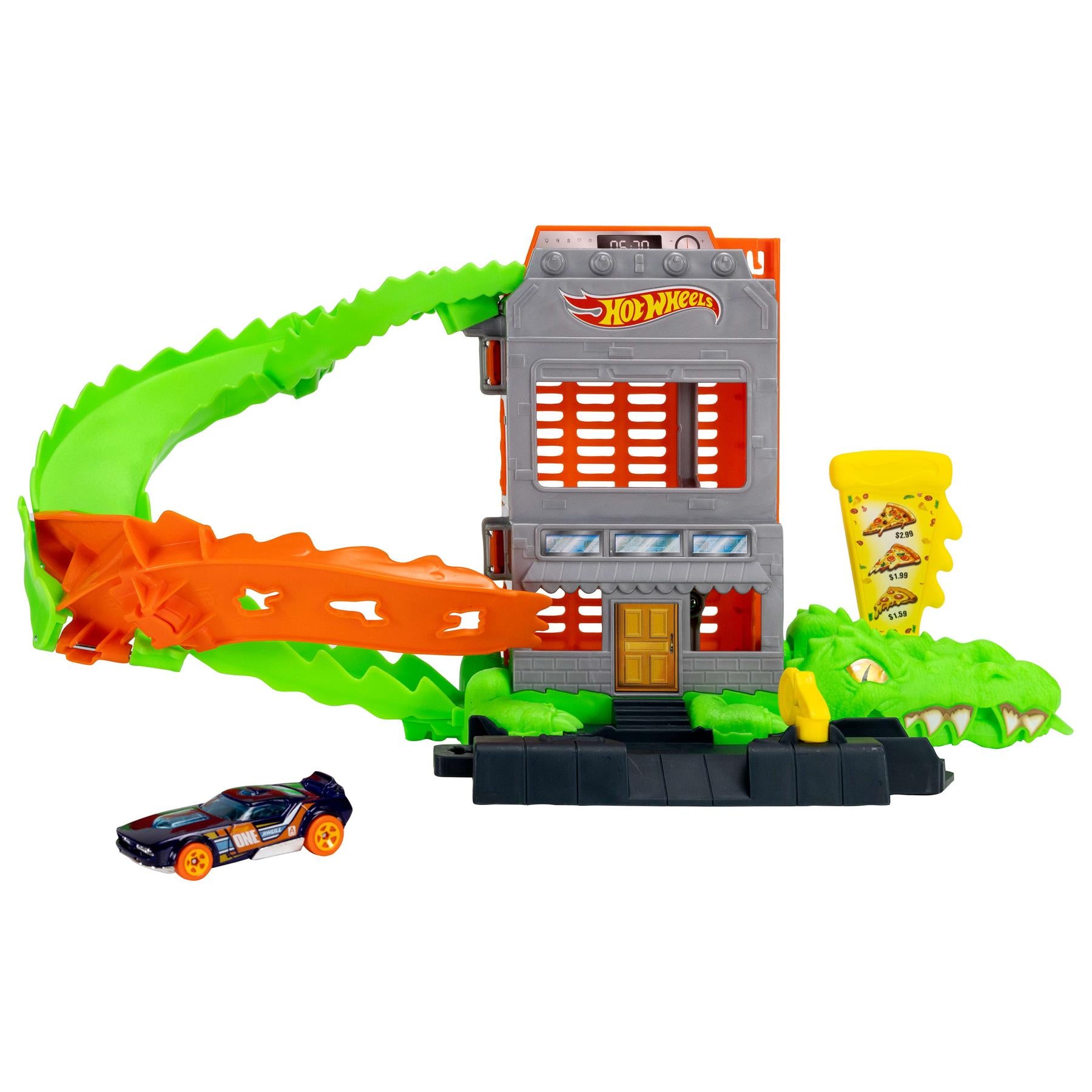 Hot Wheels City Croc Pizza Attack Playset & 1:64 Scale Toy Car