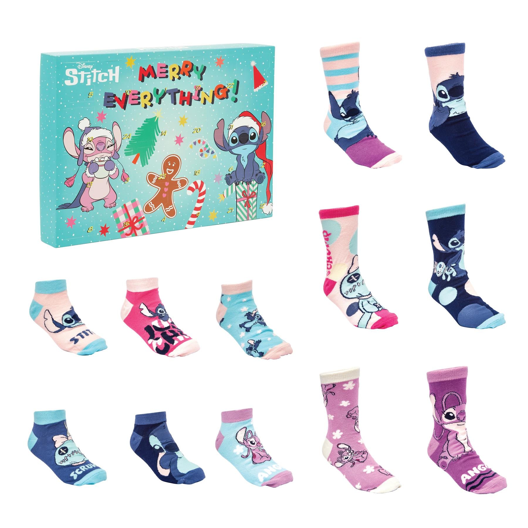 Disney Stich 24-Day Sock Advent Calendar - 12 pairs