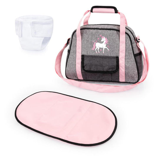 Bayer Doll Nursery Bag Set Grey with Unicorn