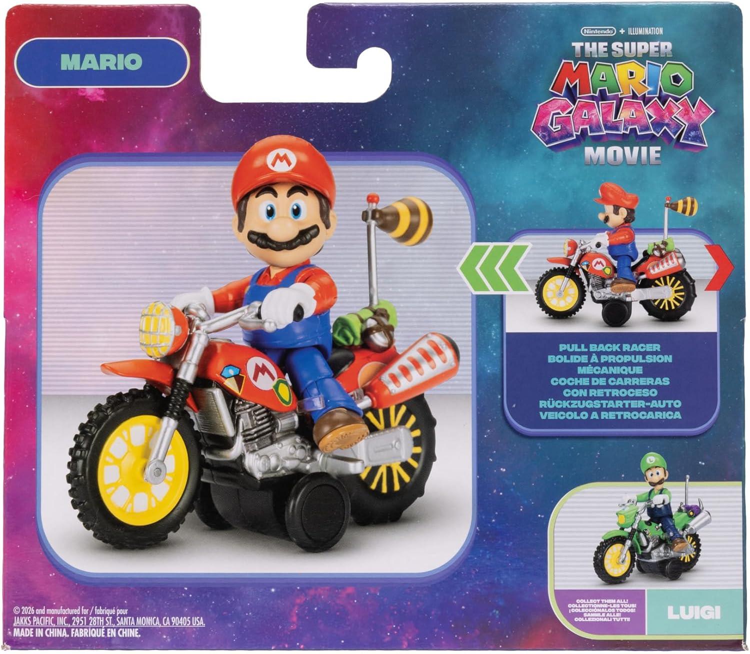 Super Mario 2.5 Inch Figure with Pull Back Motorcycle – Mario