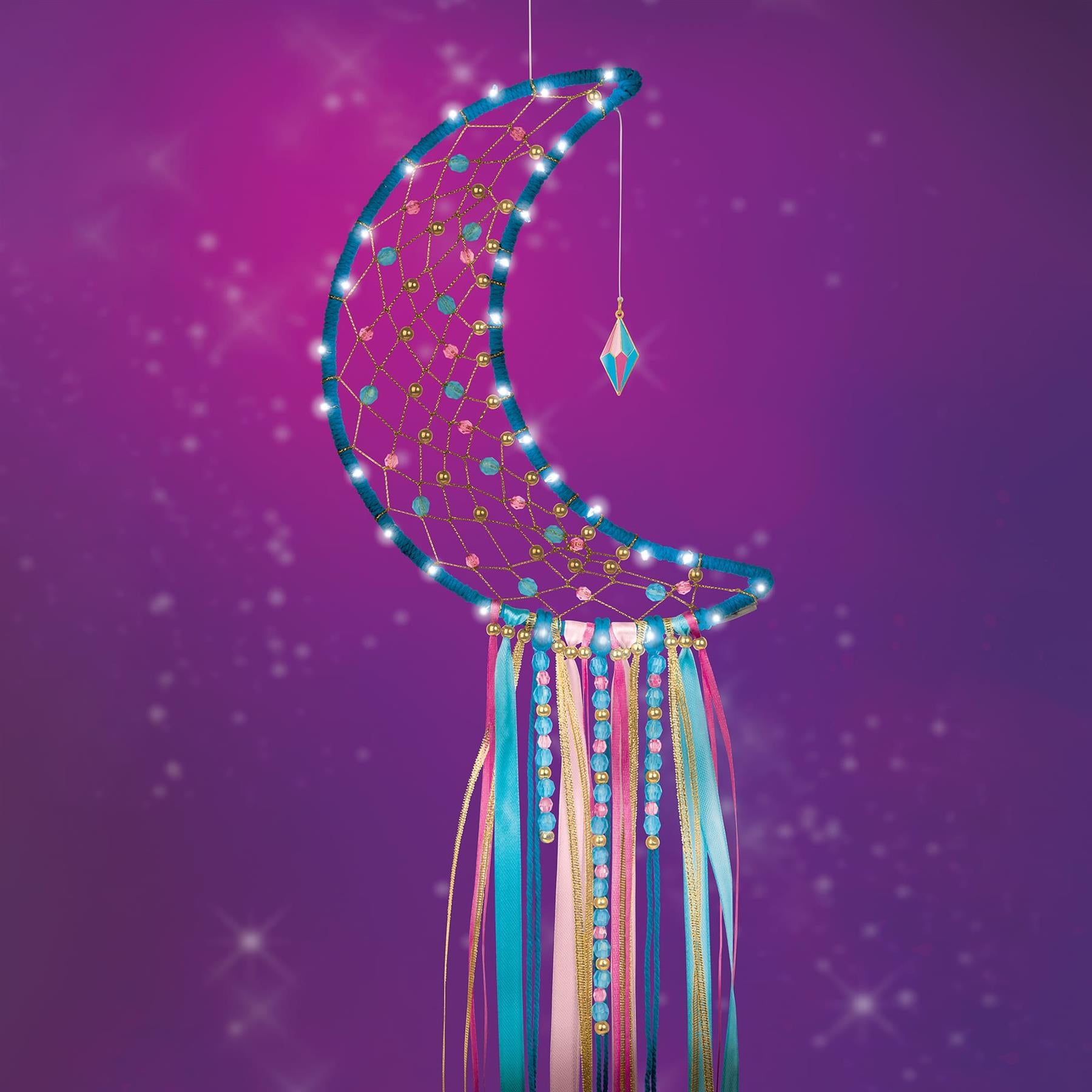 Make It Real Lunar Dream Catcher With Lights  Blue