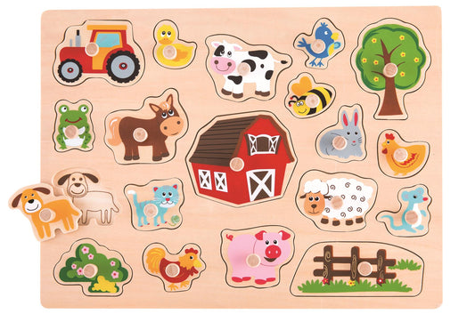 Lelin Large Wooden Farm Peg Puzzle