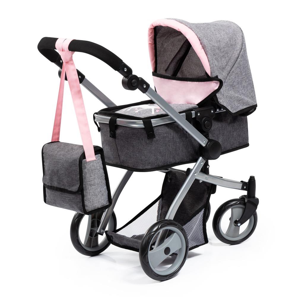 Bayer Doll Pram City Star Mega Set - Pink & Gray
