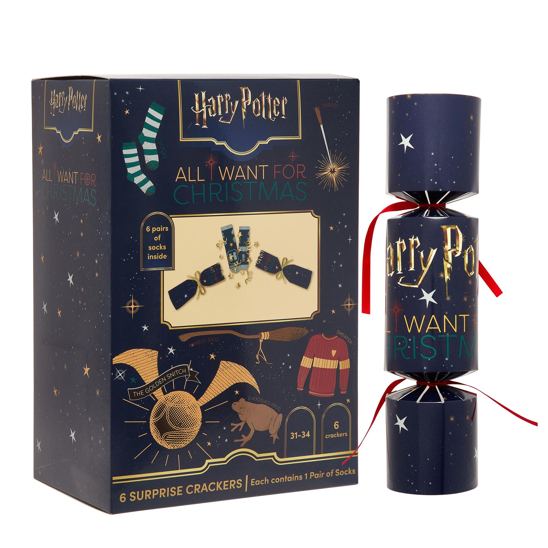 Harry Potter Christmas Cracker Socks - Pack of 6