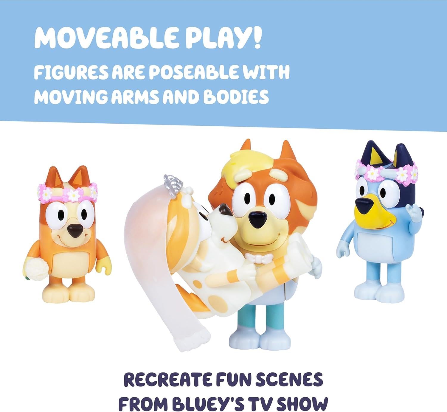 Bluey Wedding Time Figure Pack 4 Character Figures Playset