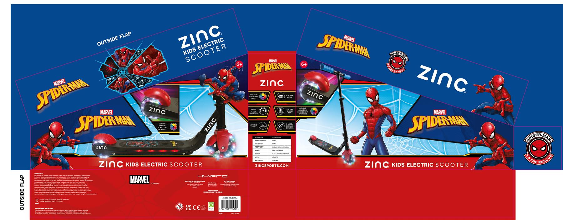 Zinc Marvel Spiderman Electric Scooter