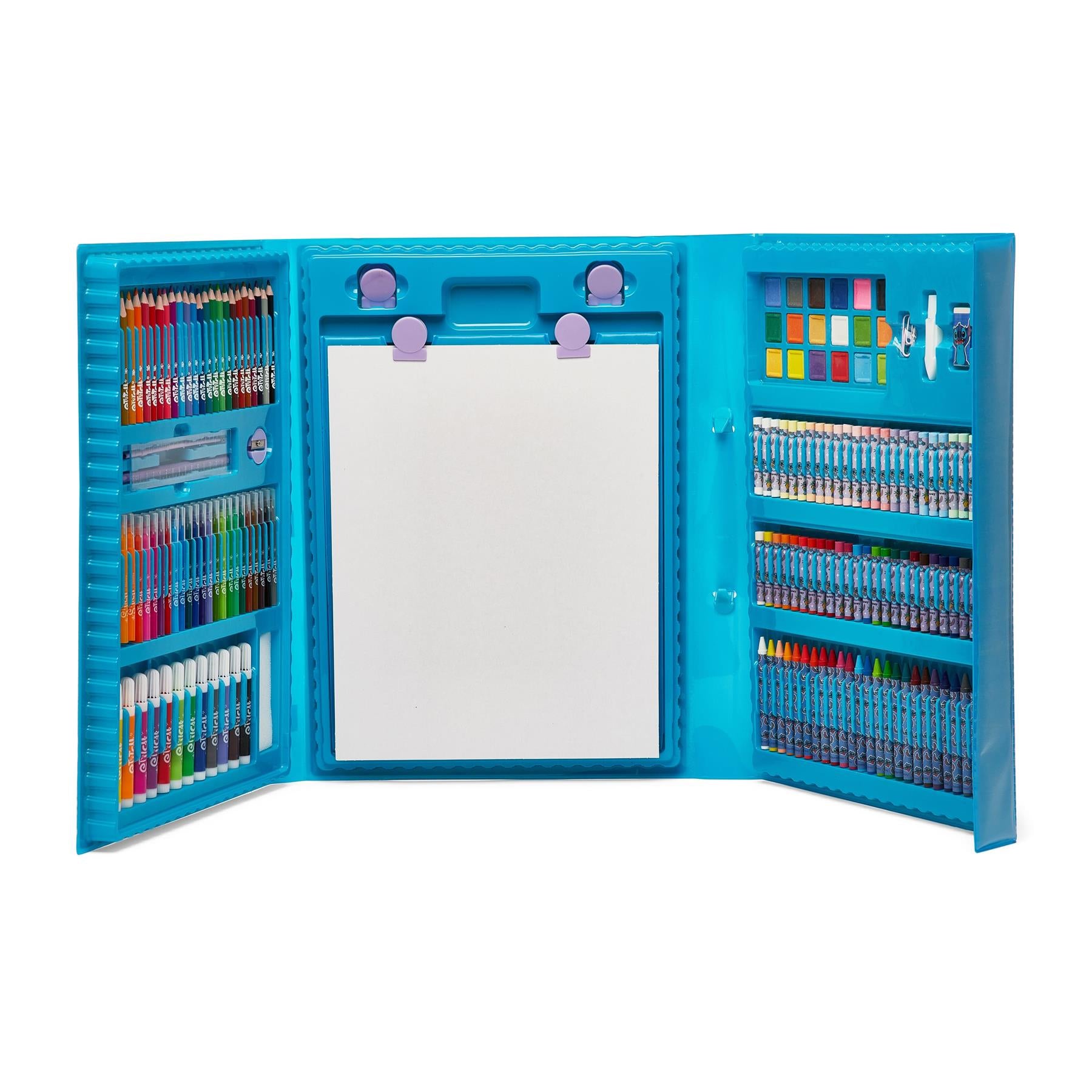 Disney Stitch 162 Piece Childrens Easel Set with Whiteboard, Chalkboard and Accessories