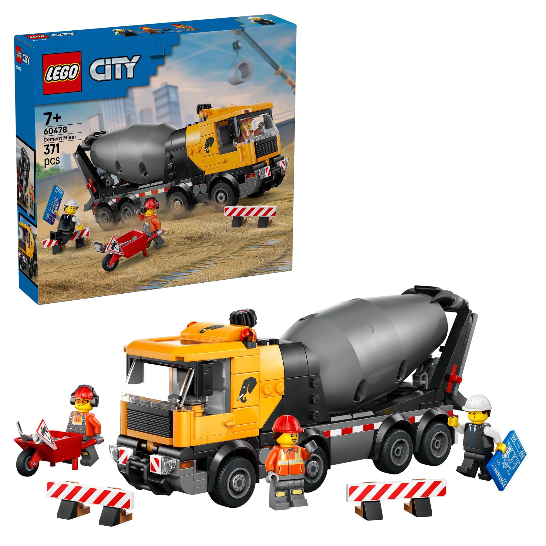 LEGO City Cement Mixer Truck Construction Toy 60478