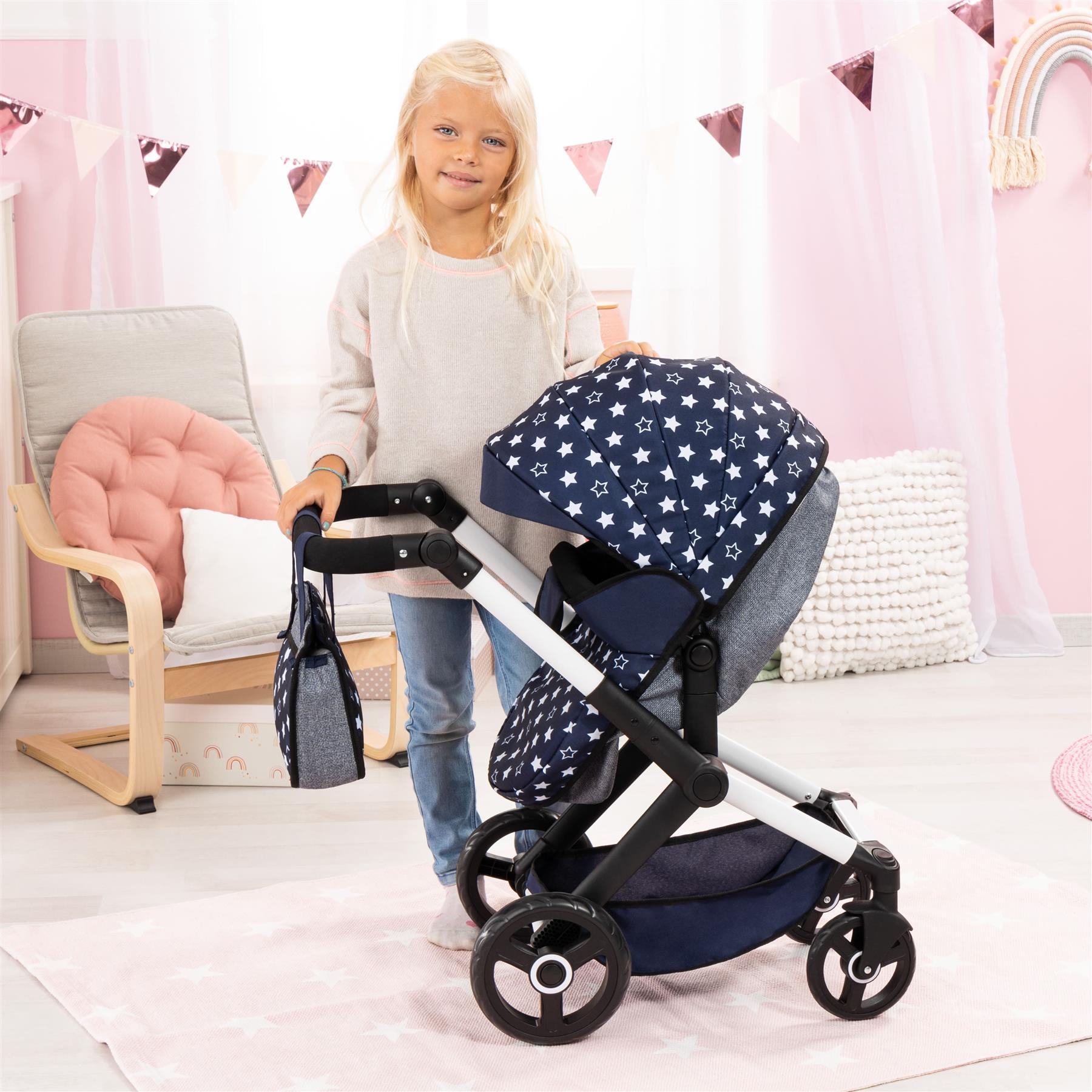 Bayer Xeo Doll Pram - Navy