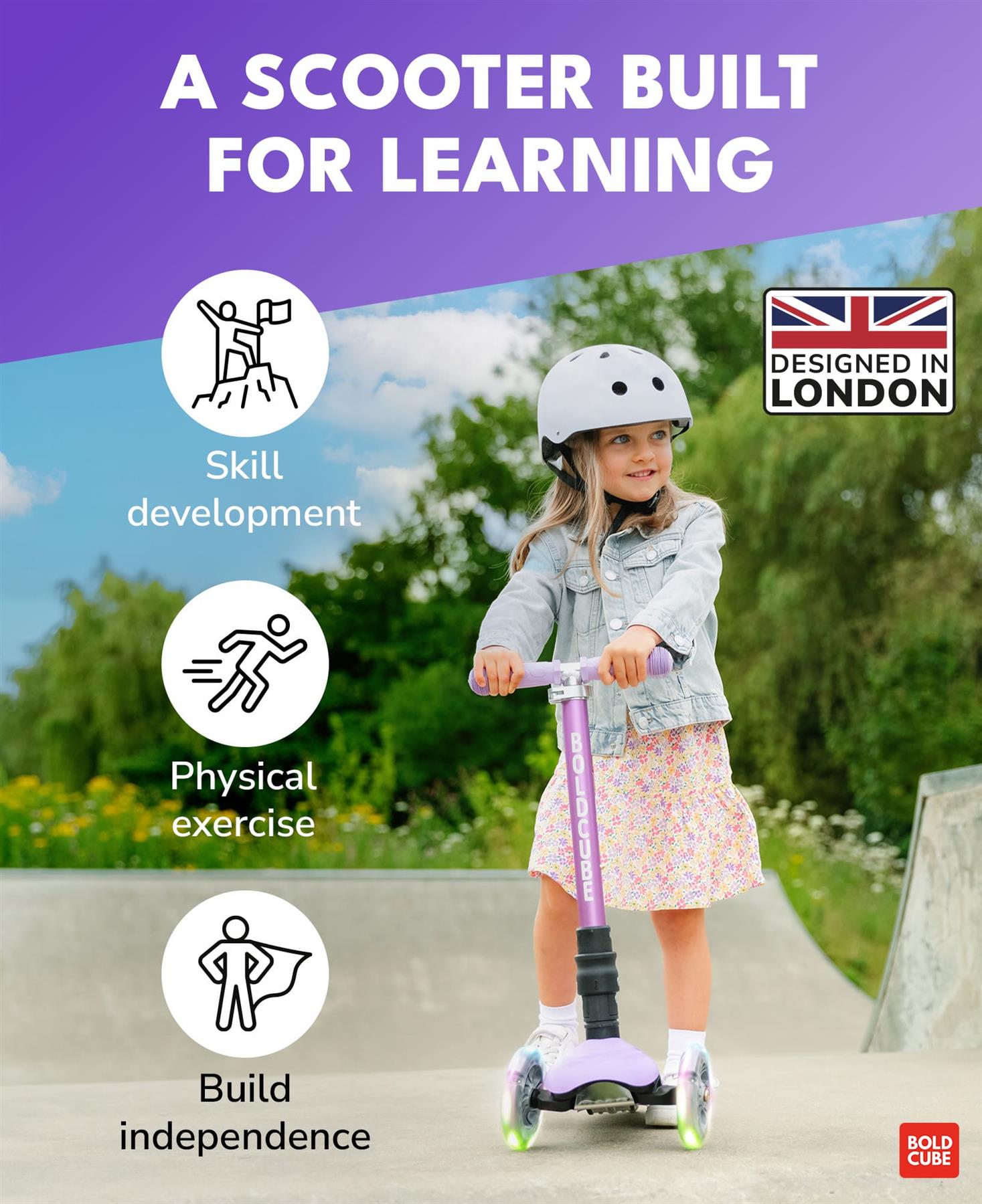 Boldcube Teeny Fold  3 Wheel Scooter - Unicorn