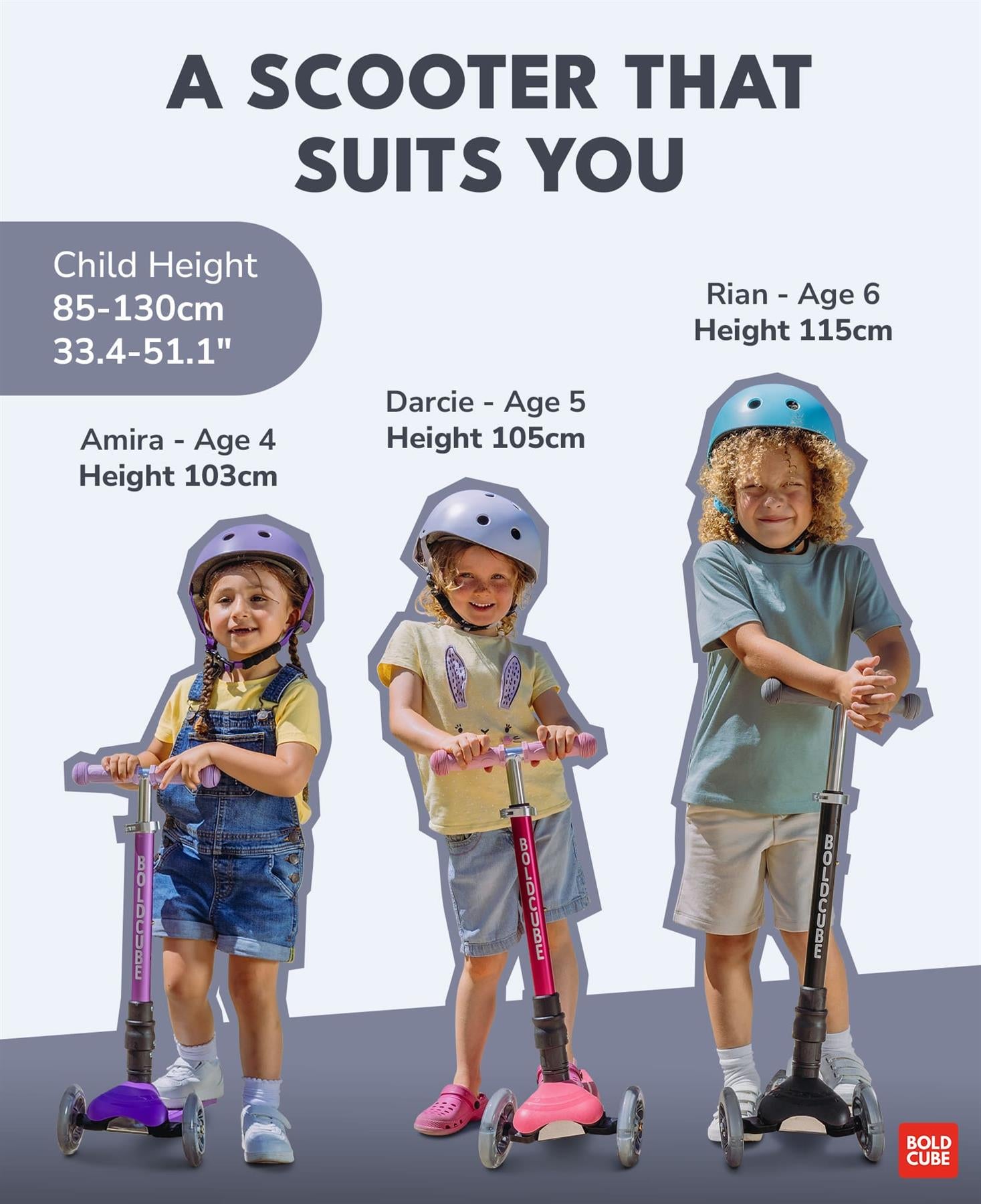 Boldcube Teeny Fold 3 Wheel Scooter - Rocket