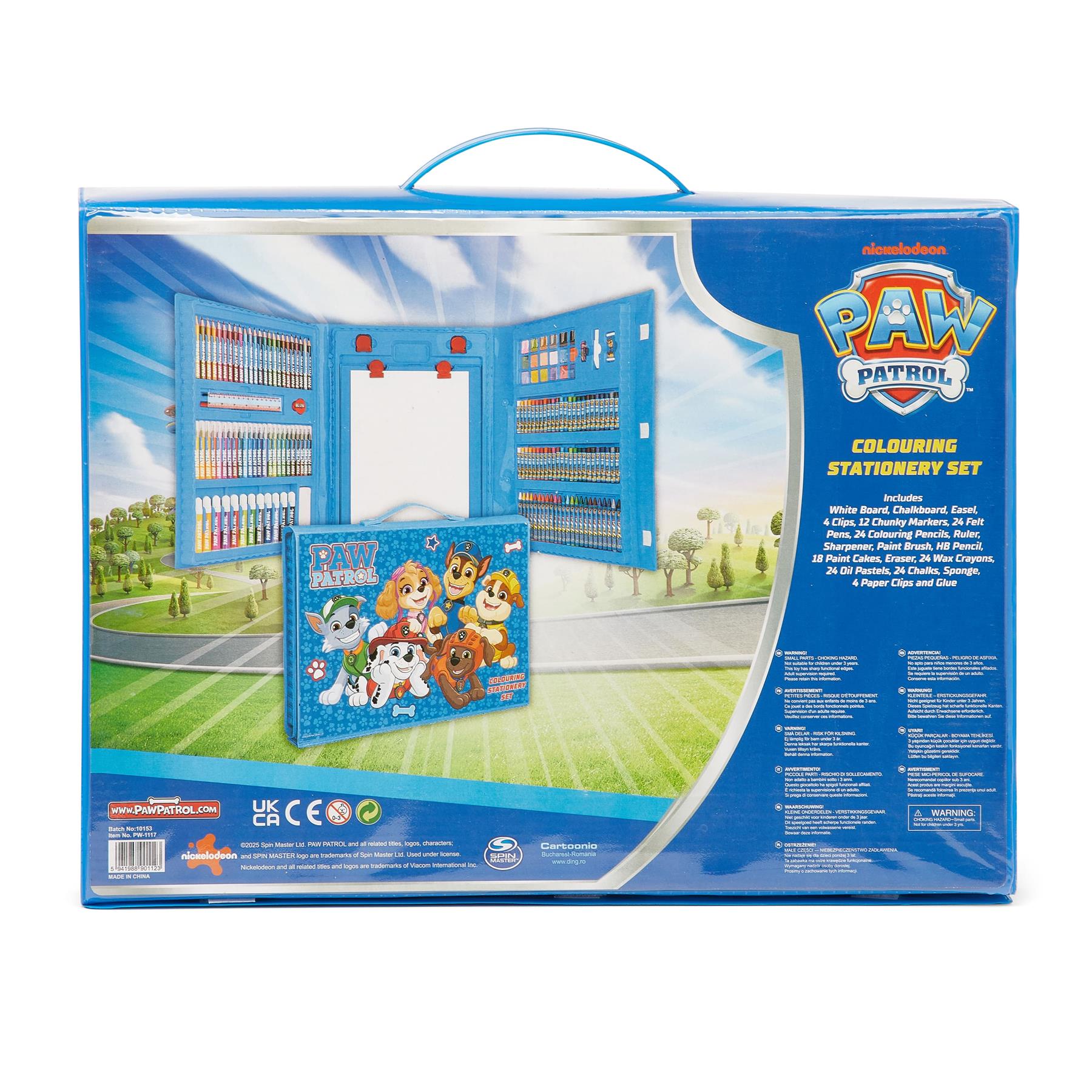 PAW Patrol 162 Piece Childrens Easel Set with Whiteboard, Chalkboard & Accessories