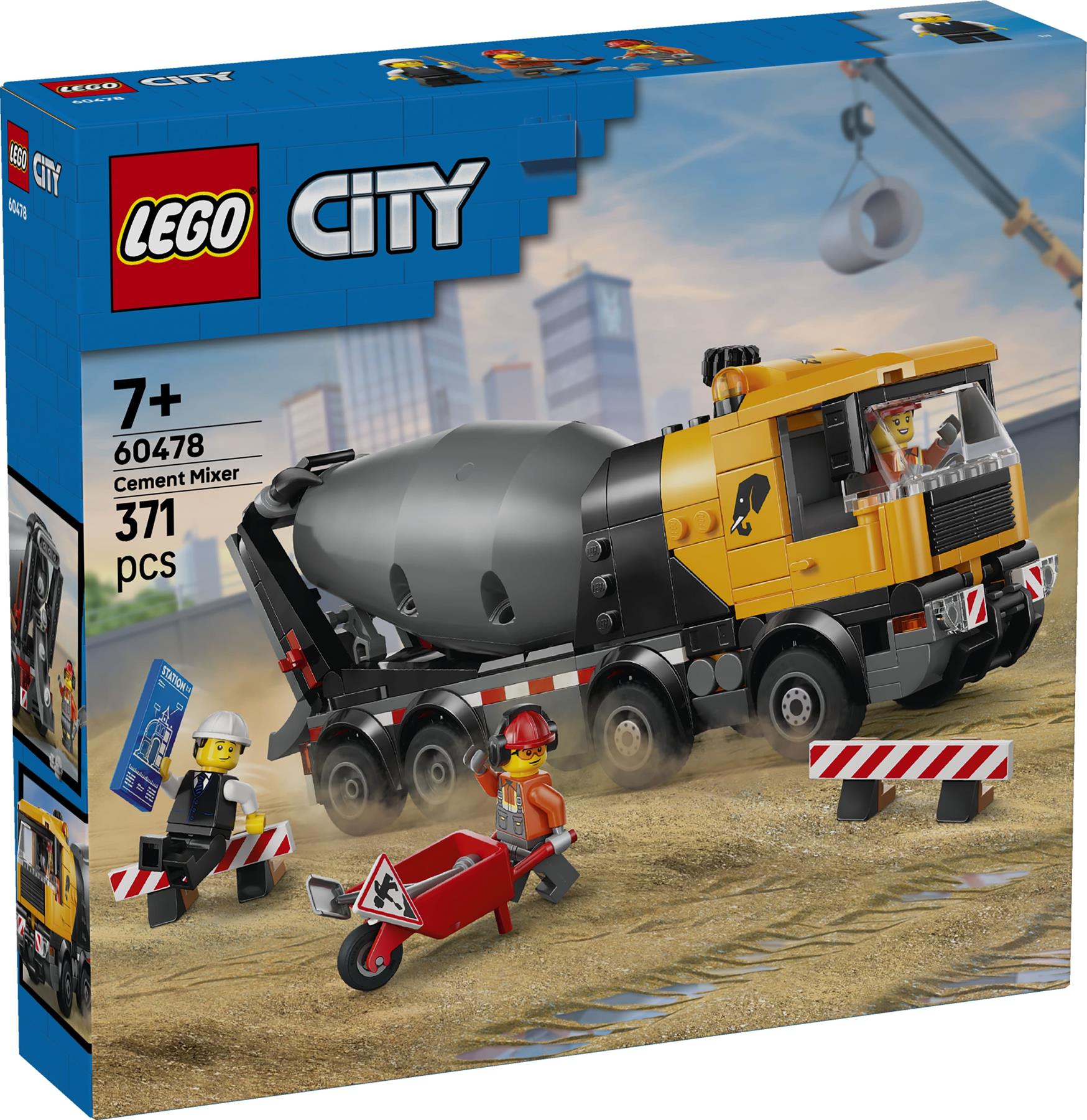 LEGO City Cement Mixer Truck Construction Toy 60478