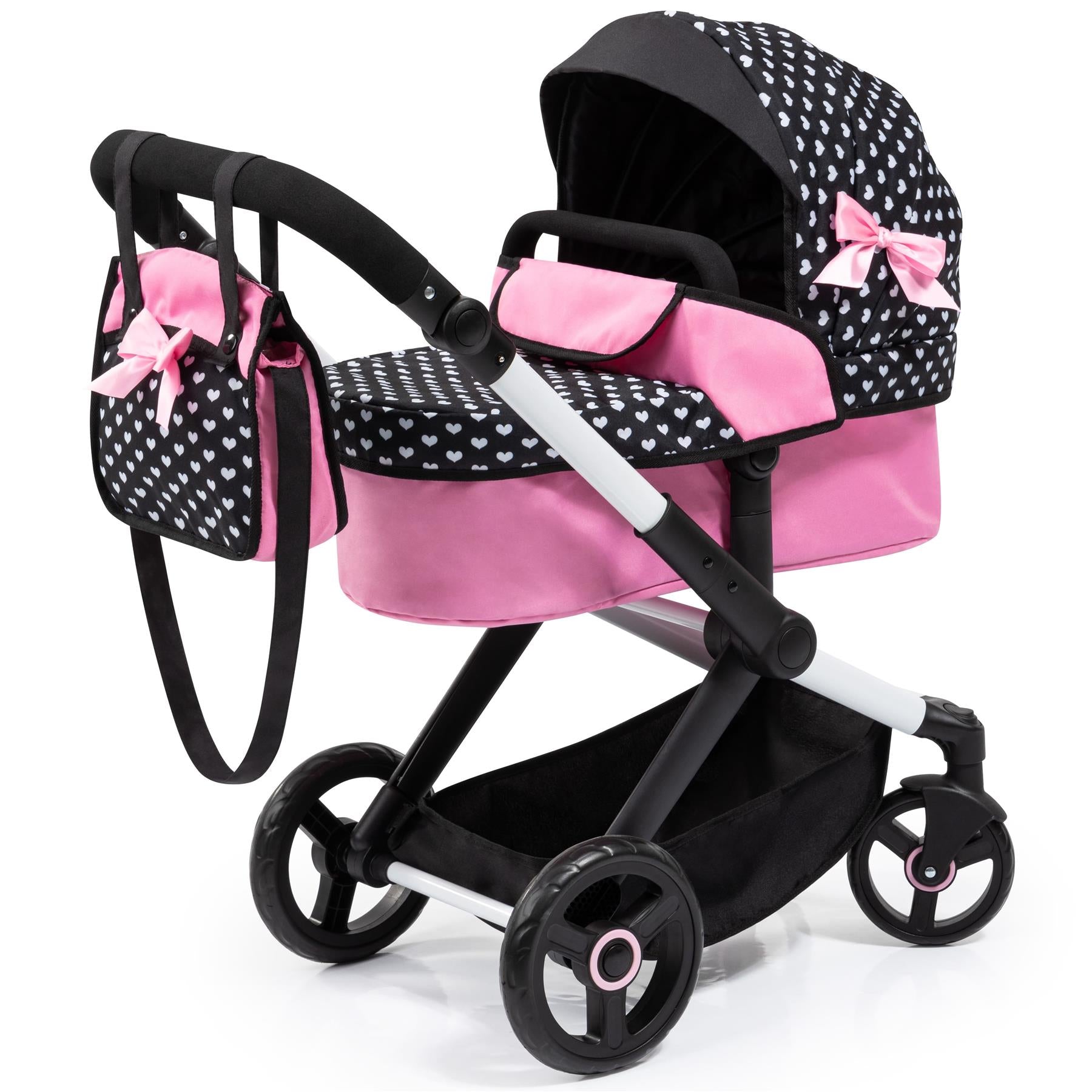 Bayer XEO Doll Pram Black With Pink Ribbon