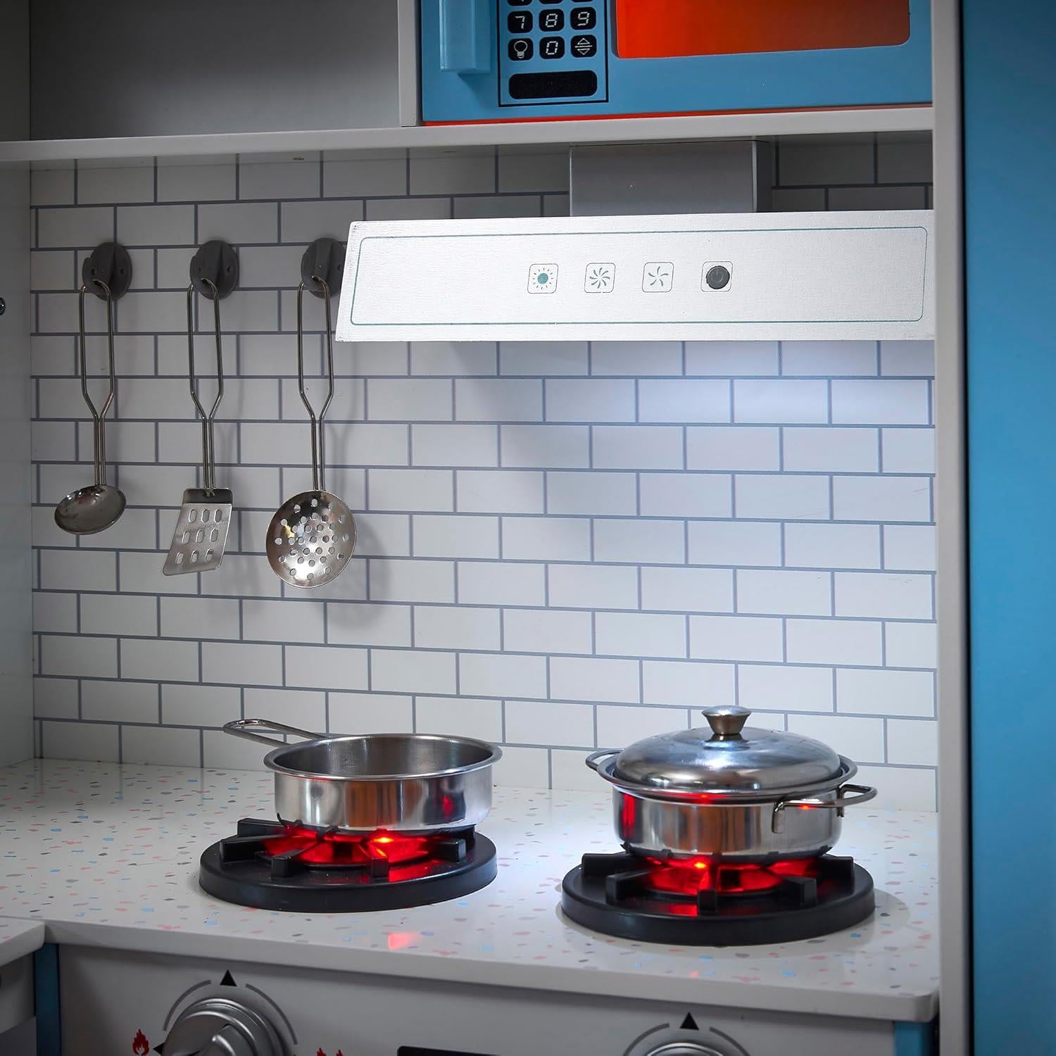 Plum Penne Pantry Wooden Corner Kitchen with Fridge – Berry Blue