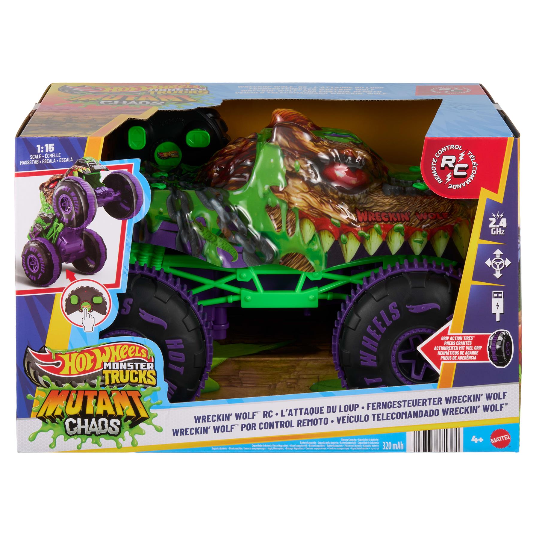 Hot Wheels Monster Trucks RC 1:15 Mutant Wreckin Wolf
