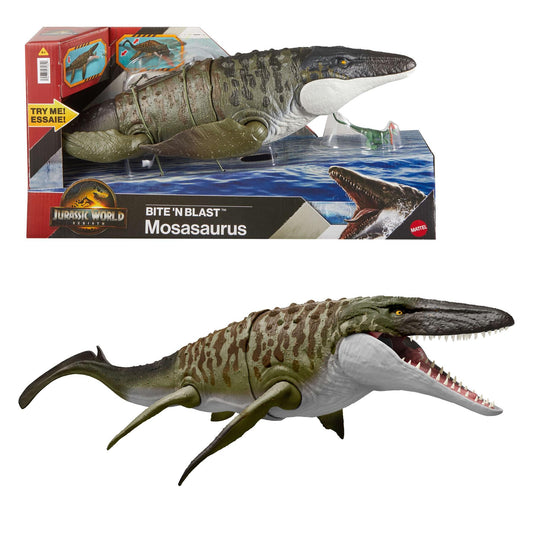 Jurassic World Rebirth Bite N Blast Mosasaurus Figure