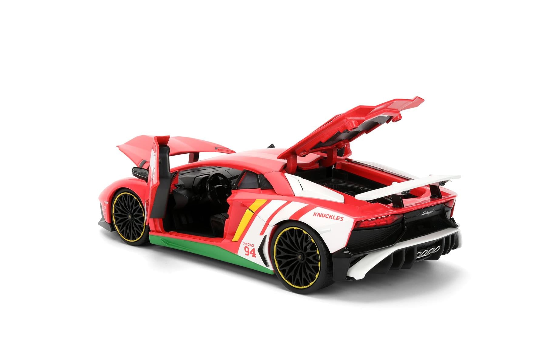 Sonic Lamborghini Aventador 1:24 Scale Die Cast Vehicle with Knuckles Figure