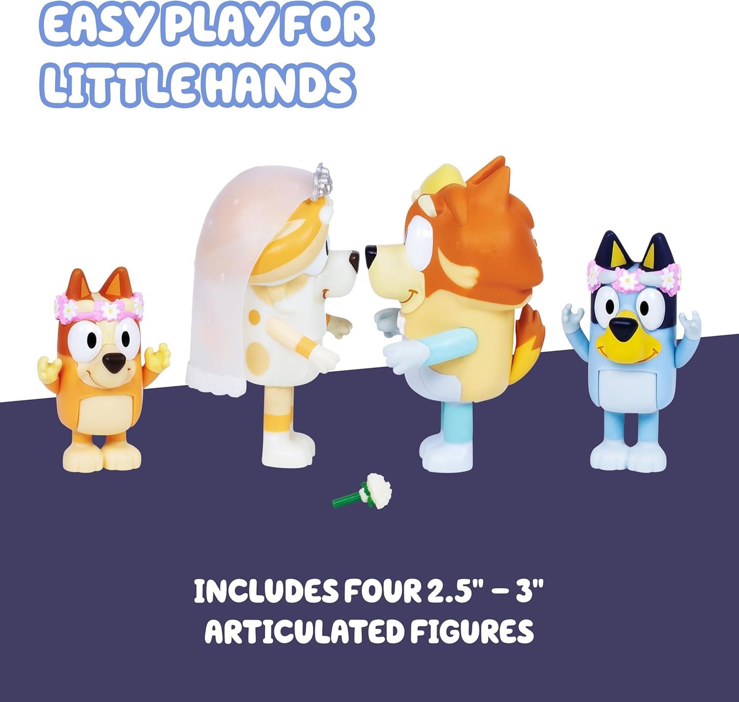 Bluey Wedding Time Figure Pack 4 Character Figures Playset