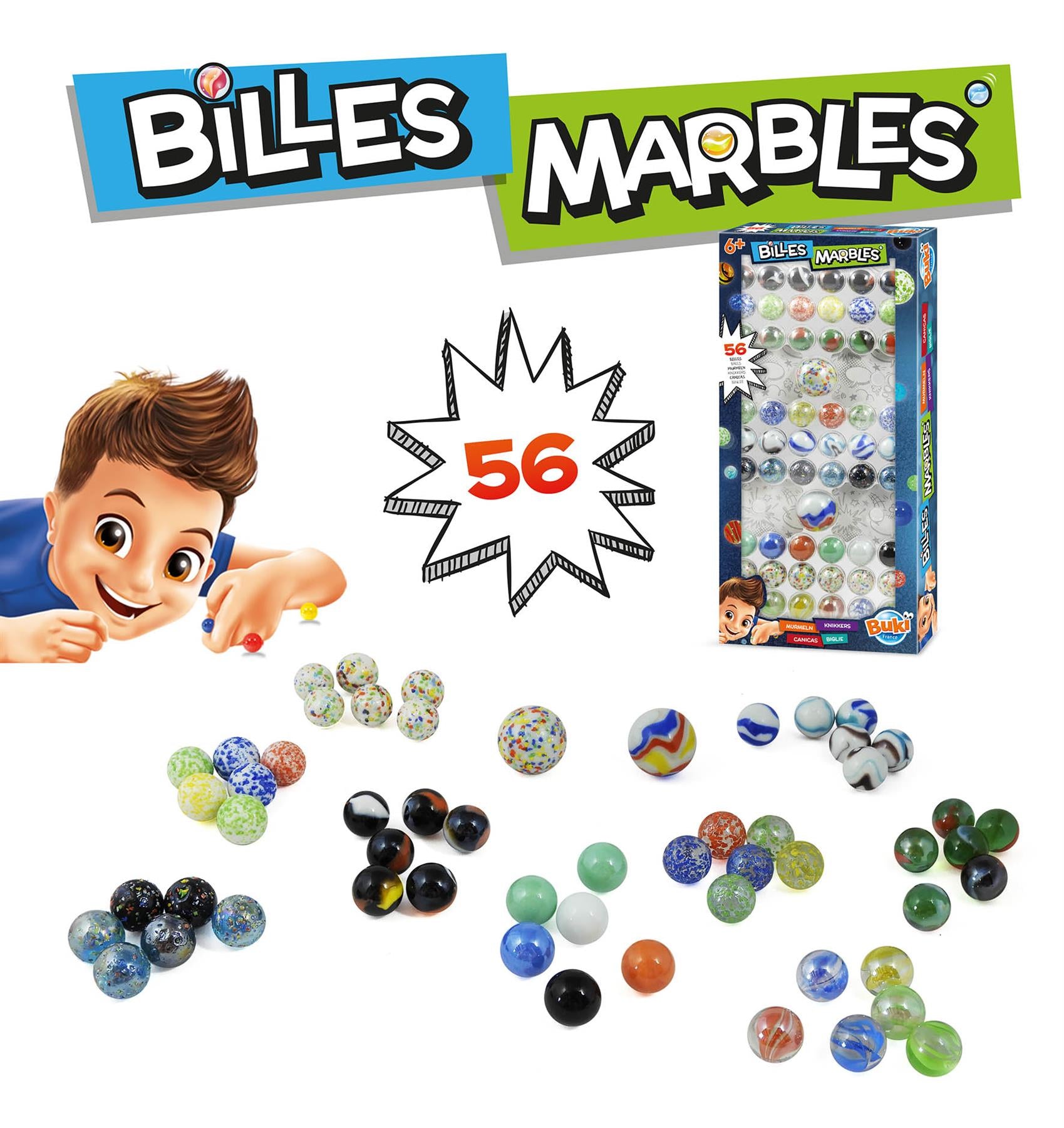 Buki France Box of 56 Marbles