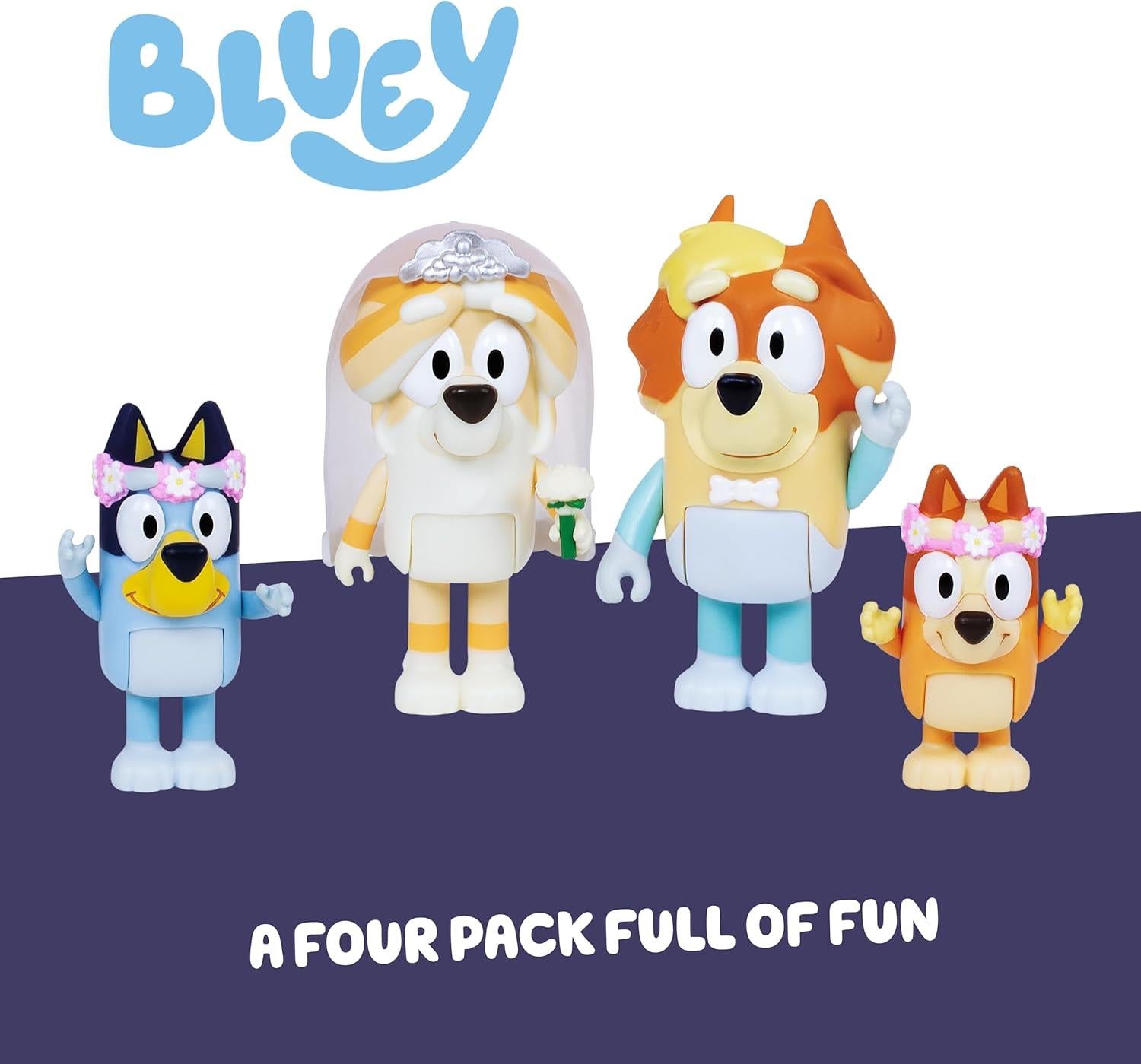 Bluey Wedding Time Figure Pack 4 Character Figures Playset