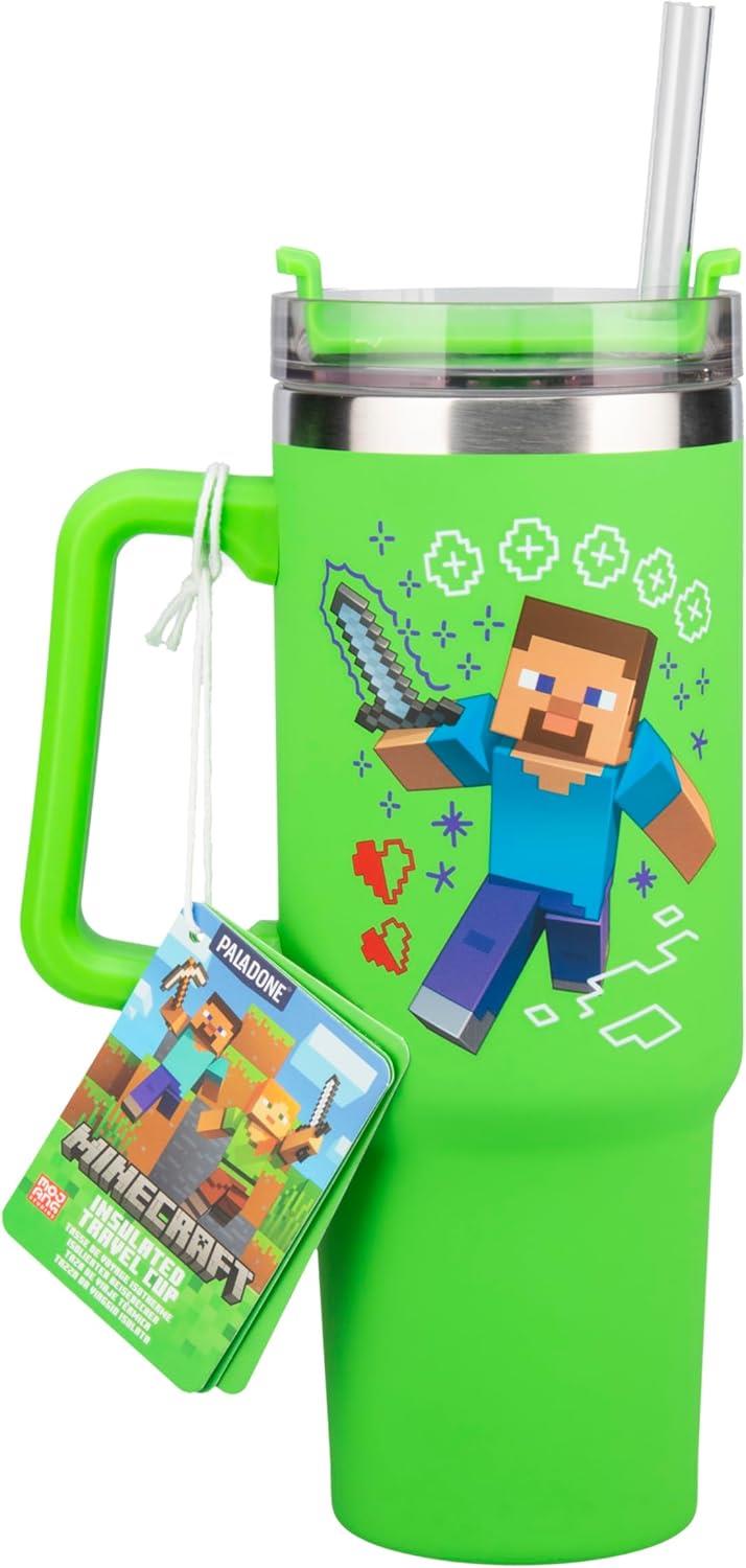 Minecraft Steve & Creeper 900ml Insulated Cup & Straw