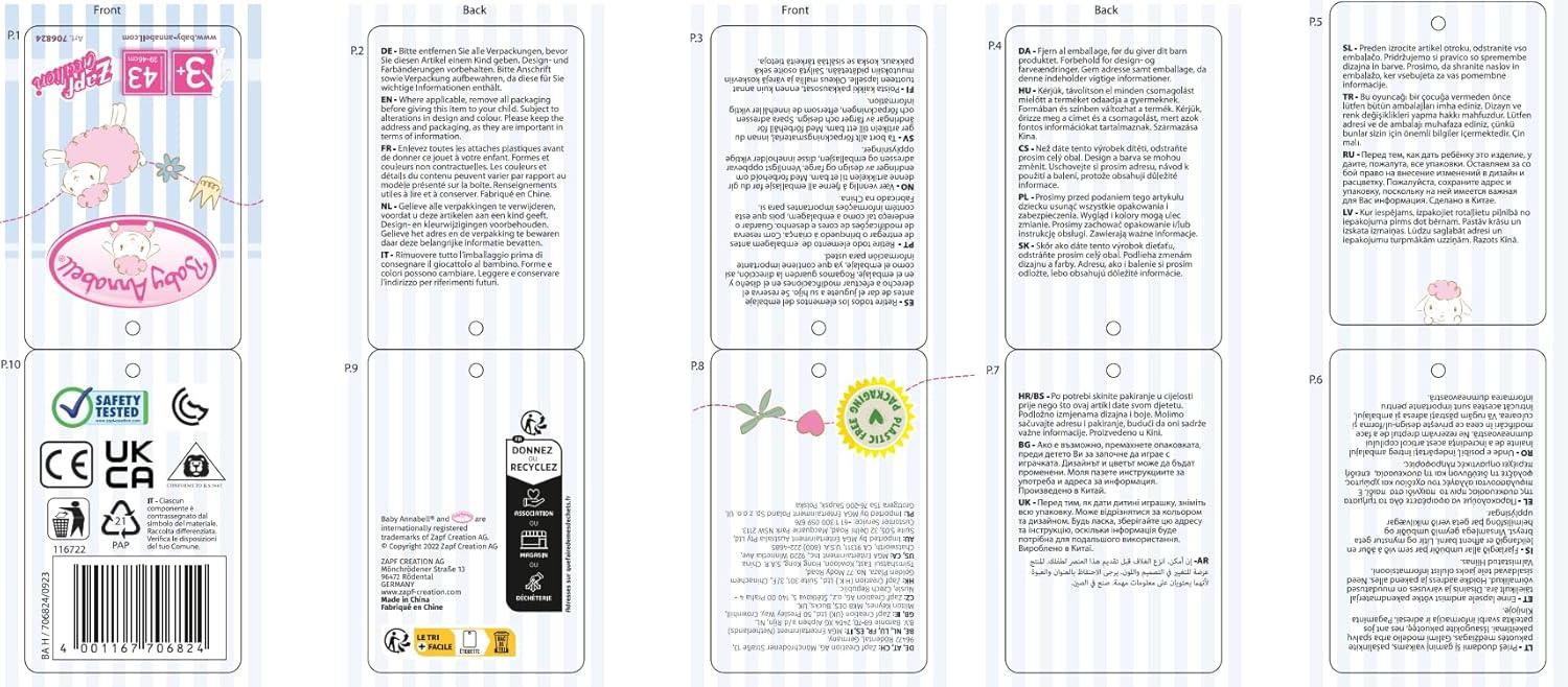 Baby Annabell Blue 43cm Doll Romper Outfit