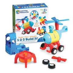 Learning Resources 1-2-3 Build It! Rocket-Train-Helicopter