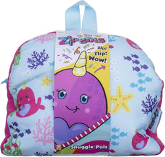 Zipstas Snuggle Pals Cuddly Narwhal 2in1 Reversible Backpack