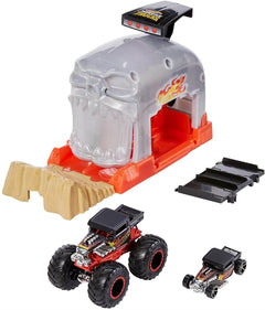 Hot Wheels Monster Truck Pit and Launcher Team Bone Shaker Playset