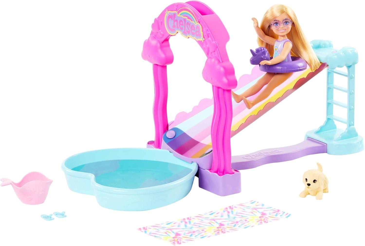 Barbie Chelsea Rainbow Water Slide Playset with Doll, Dog