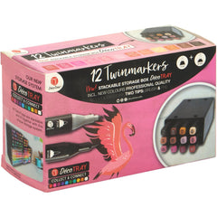 Deco Time Twinmarkers In Deco Tray 12 Pack - Pink