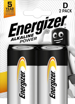 Energizer D Size Alkaline Power - Pack of 2 Batteries