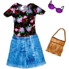 Barbie Complete Looks Black Blouse With Flowers And Jean Skirt Fashion Pack