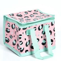 Pink Leopard Print Insulated Lunch Bag
