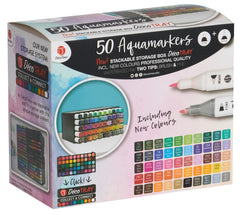 DecoTime 50 Dual Tip Aqua Markers with Storage Deco Tray