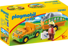 Playmobil 70182 1.2.3 Zoo Vehicle with Rhinoceros