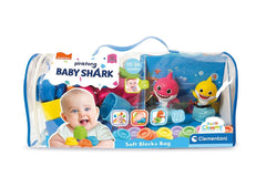 Clementoni Baby Shark Soft Blocks Bag Pink and Yellow Sharks
